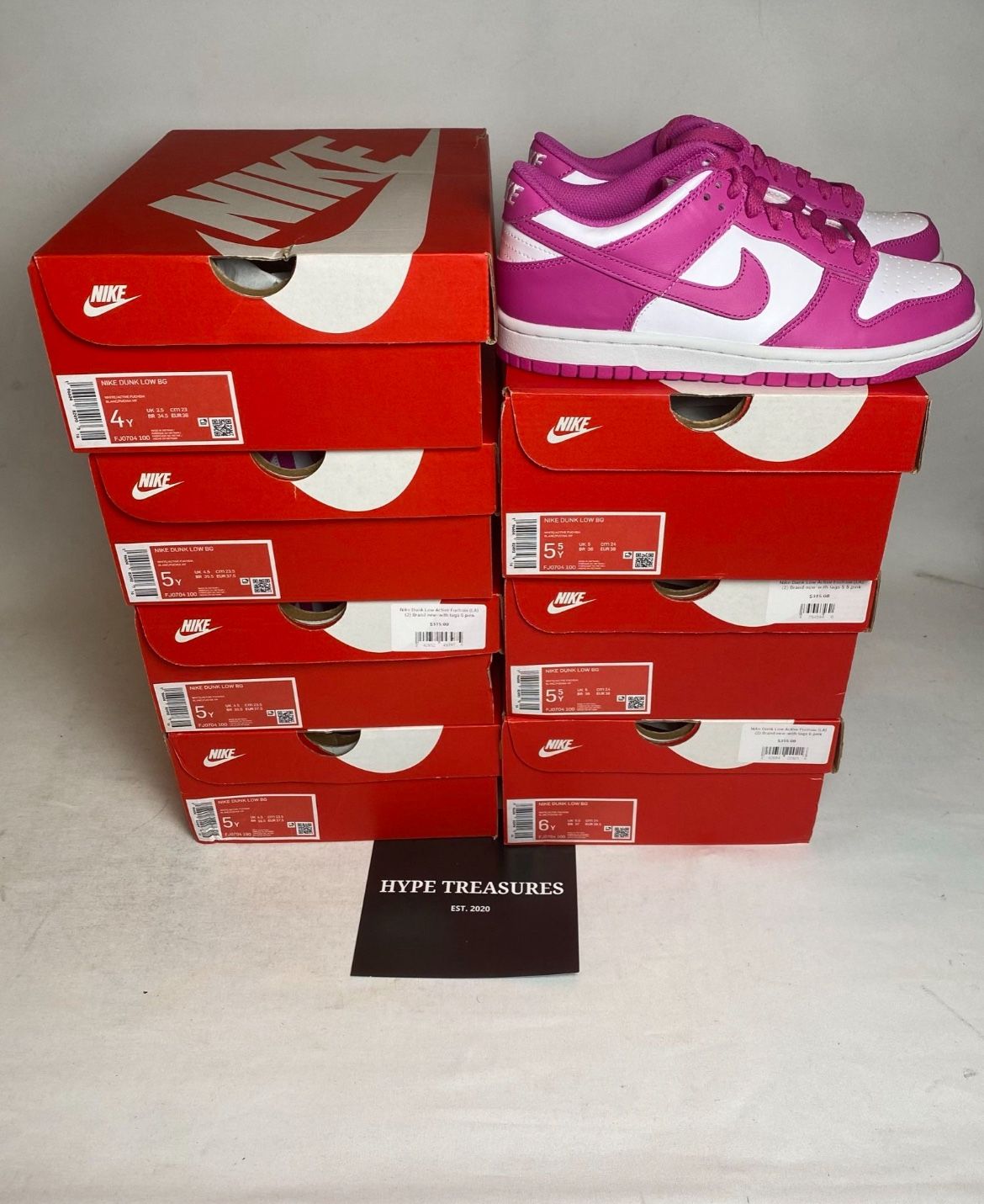 Nike Dunk Low Fuchsia Pink 4Y,4.5Y,5Y,5.5Y,6Y,6.5Y,7Y