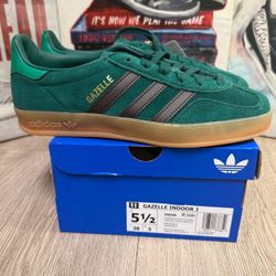 New adidas Gazelle Indoor Collegiate Green Aurora Coffee (GS) Multi Sizes