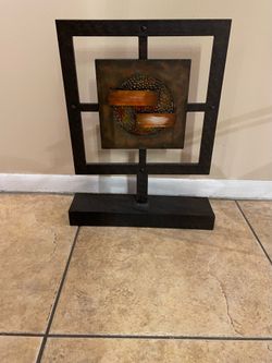 Pier One Metal Sculpture, Geometric, 21” x 16”, Two Sided
