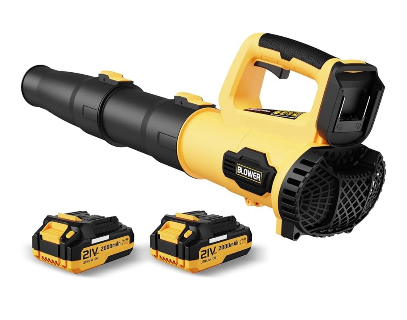 Leaf Blower, 21V Cordless Electric Blower with 2 2.0Ah Batteries and 1 Hour Fast Charger, Lightweight Leaf Blower for Patio Cleaning, Lawn Care, Blowi