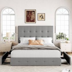 Queen Size Platform Bed Frame - (Without mattress)