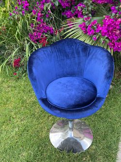 Velvet blue modern vanity chair