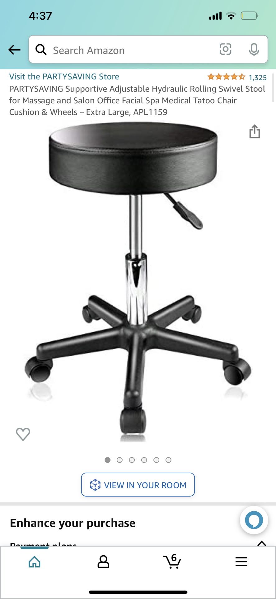 PARTYSAVING Supportive Adjustable Hydraulic Rolling Swivel Stool for Massage and Salon Office Facial Spa Medical Tatoo Chair Cushion & Wheels - Extra 