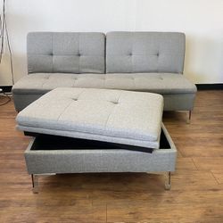 Gray Futon & Ottoman 
