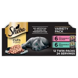 Sheba Cuts in Gravy, Salmon & Tuna, 12x2.6oz, Wet Cat Food