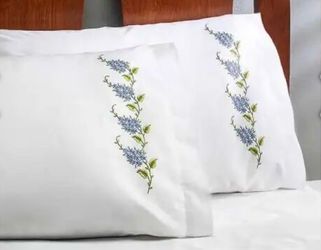 Bucilla Forget Me Knots Stamped Embroidery Pillowcases - Embroidery Craft
