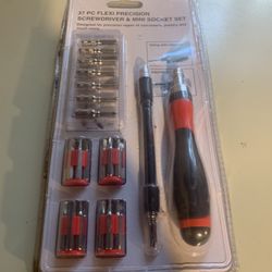 Flexi Precision 37 PC Screwdriver and Mini Socket Tool Set in Red/Black