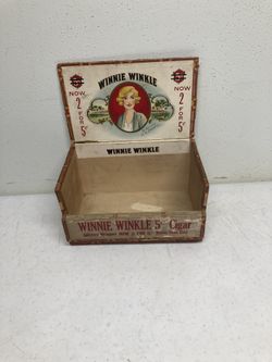 Extremely Rare 1920s Willie Winkle Large Wood Cigar Box