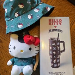 Mariners Hello Kitty Tumbler + Bucket Hat + Plushie