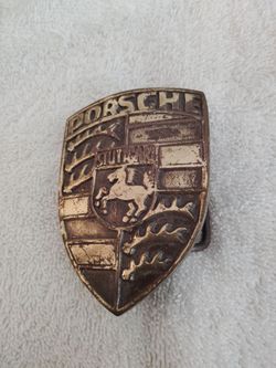Porsche belt buckle. 70's. Brass. Can be polished or painted.