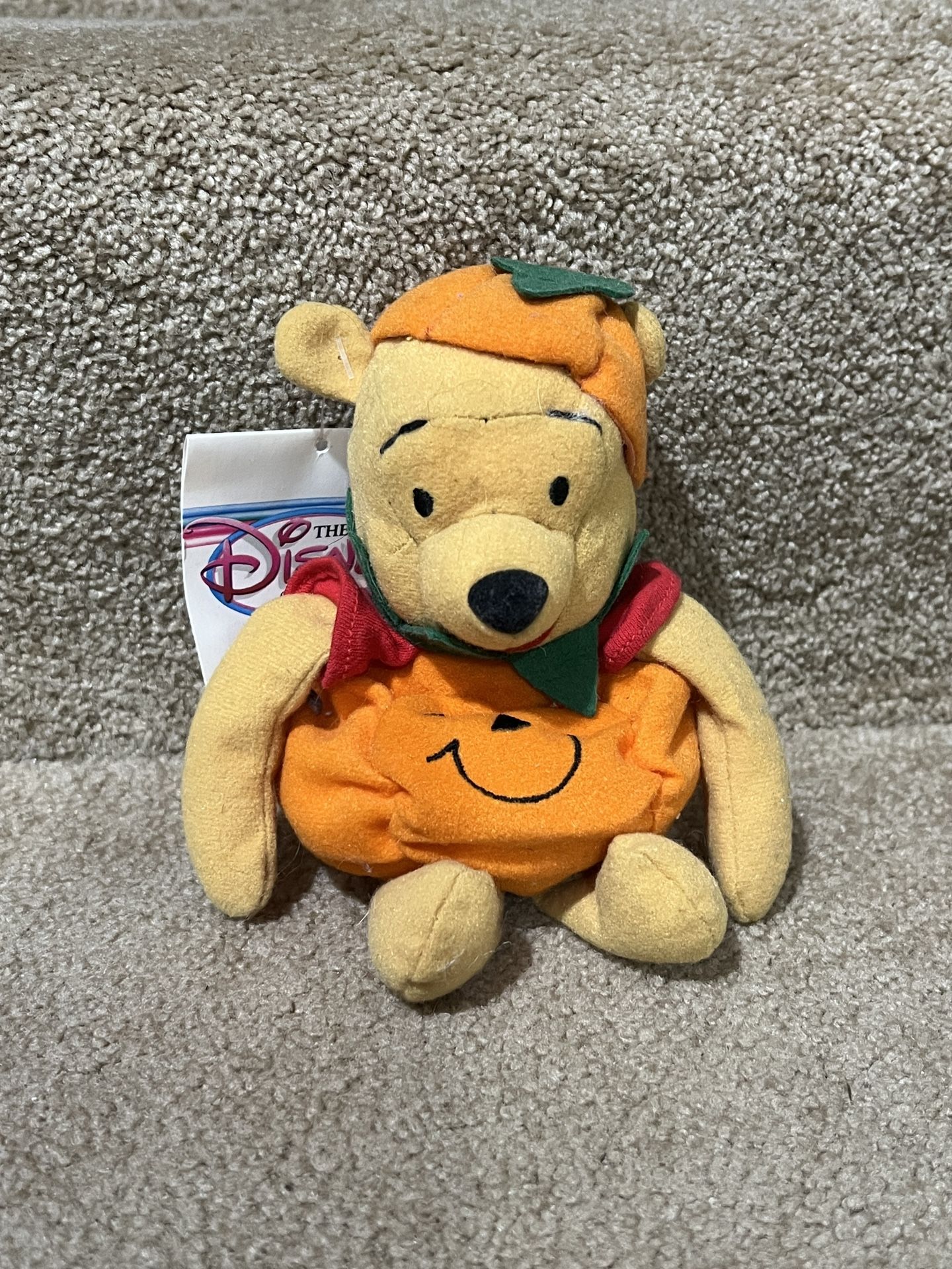 Halloween Disney Store Winnie the Pooh 8" Mini Plush Bean Bag Pumpkin New