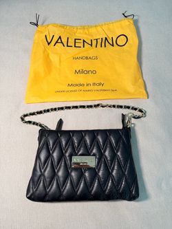 Valentino Black Vanille Diamond Quilted Sauvage Chain Strap Bag Black