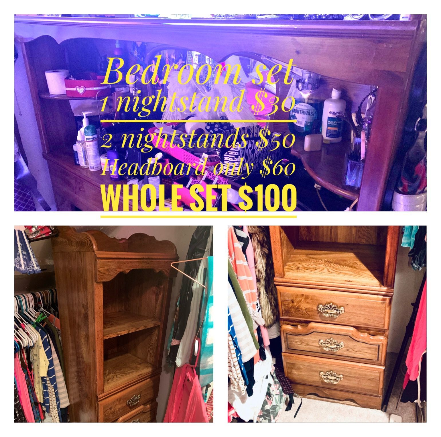 Matching set - Very nice nightstands - cabinet type shelf and drawer units - sturdy and clean