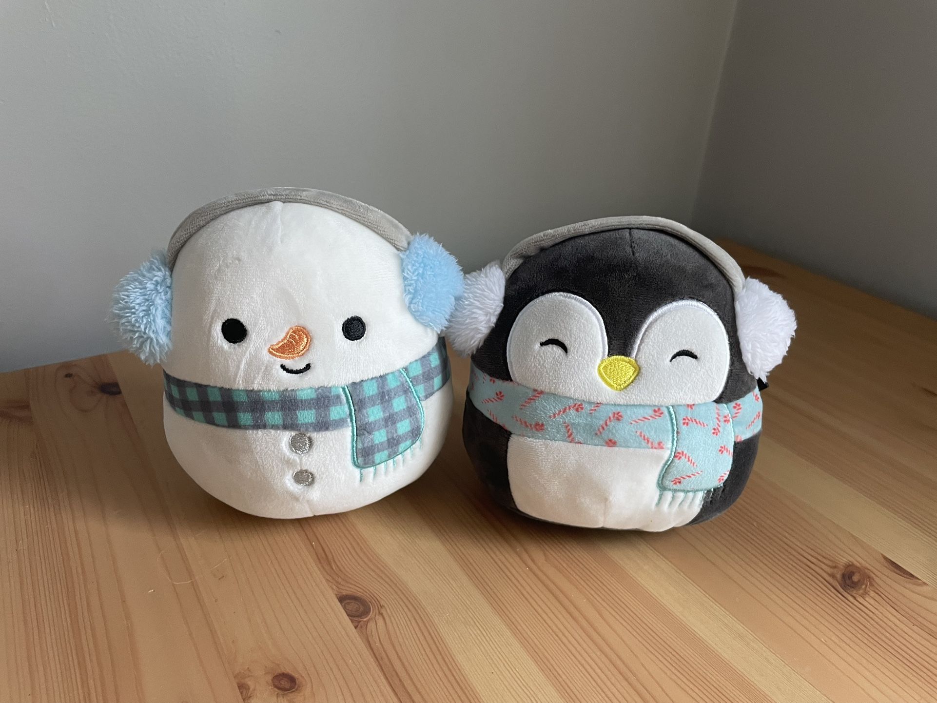 Squishmallow Penguin and Snowman Plush Lot 