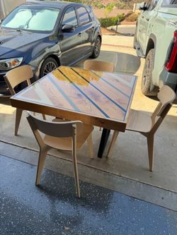 Wood and Resin Table and chairs