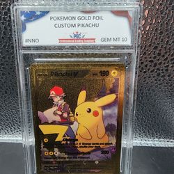 Ash & Pikachu V Gold Foil Fan Art Textured Collector Card TG16/TG30 HP190