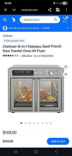 Chefman 10-in-1 Stainless Steel French Door Toaster Oven Air Fryer