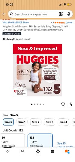 Huggies Skin Essentials Size 5 Diapers