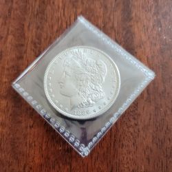 1886 Morgan Silver Dollar In Raw Genuine Mint Condition 