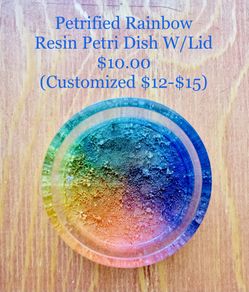 Epoxy Resin Petrified Rainbow Petri Dish W/Lid