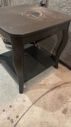 Dark Brown Wood End Table with Lower Shelf