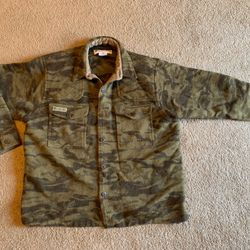 Columbia Jacket Mens 2XL Green Camo Shirt Wool Blend Gallatin Hunting Range
