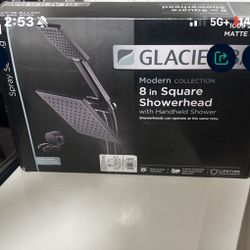 60$  Glacier Bay 8in Square Shower Head With Handheld Shower Dual 🚿 