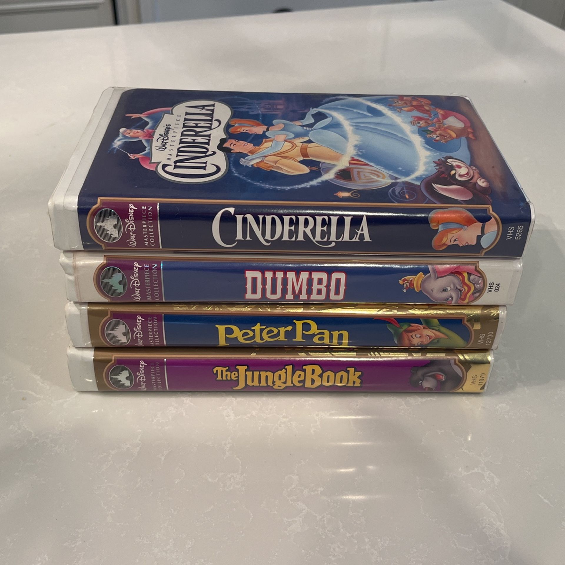 Disney VHS tapes, Cinderella, Dumbo, Peter Pan, The Jungle Book