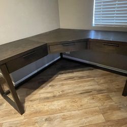 Dark Wooden L-shaped Desk