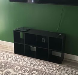 Black Cube Storage Shelf with Drawers