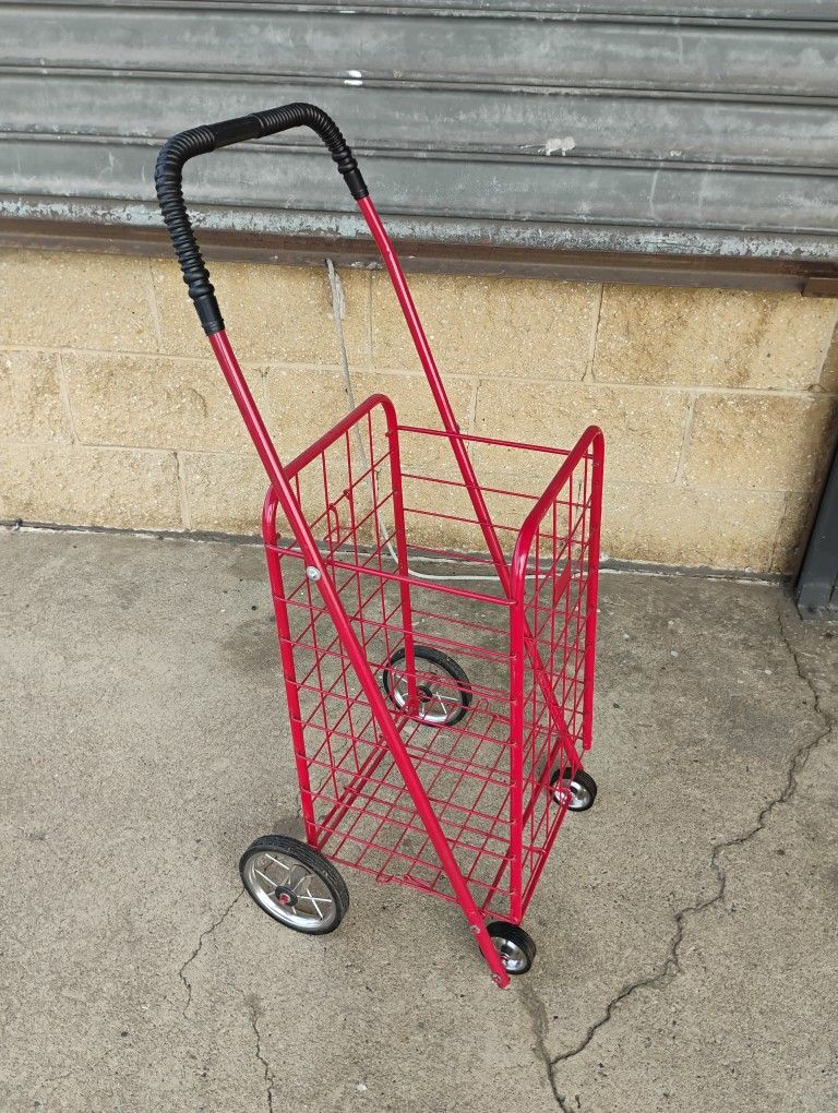 Small shopping cart with four wheels and easy folder