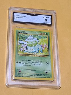 1999 POKÉMON BULBASAUR 44/102 BASE SET GMA 6 EX-NM 