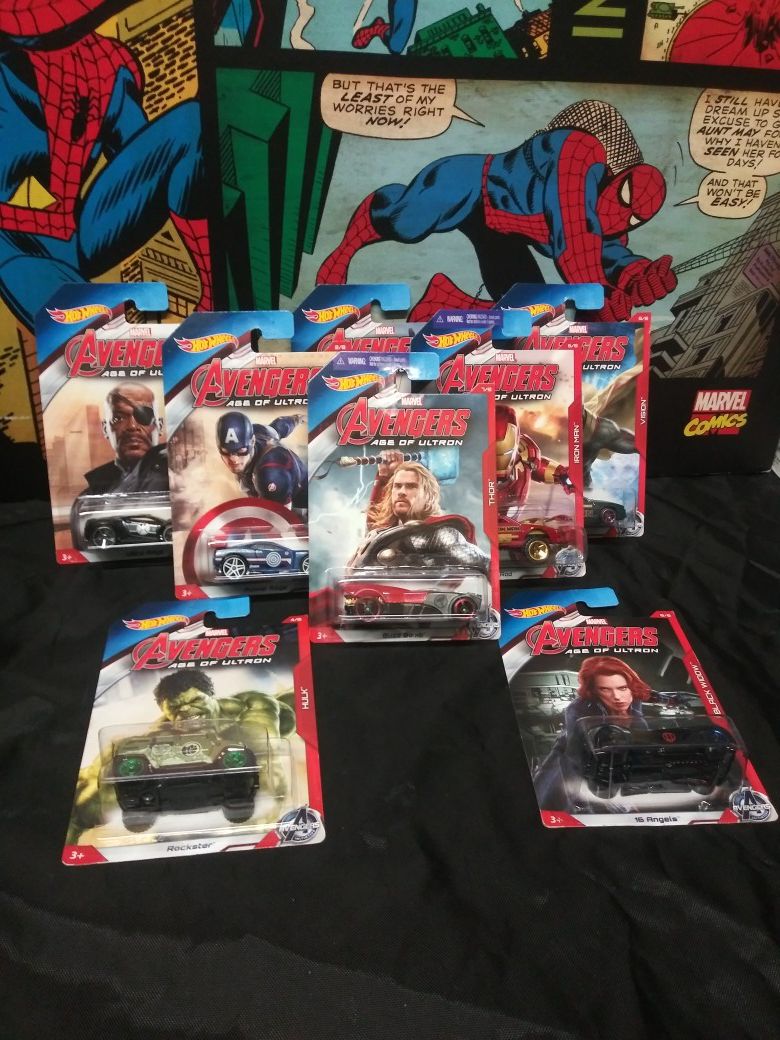 Avengers Hot Wheels Set of 8 Hulk Captain America Thor