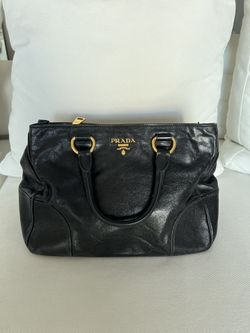 PRADA Black Vitello Shine Leather Bag