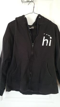 Black "hi" zip hooded sweatshirt