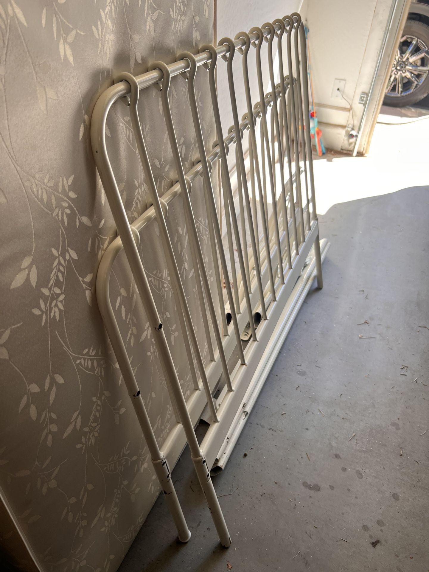IKEA White Metal Twin Bed Frame with Slats – Good Condition