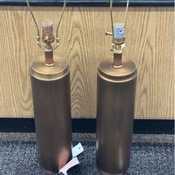 Bronze Mid-Century Cylindrical Form Table Lamps