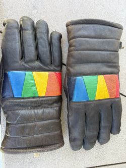 Vintage Kombi Leather Snow Gloves Mens Medium Black - Sherpa Lined 