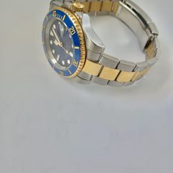 Two Tone Blue Face Gold Watch