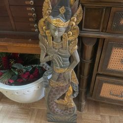 Large Carved Wood Mermaid Wall Art 38"