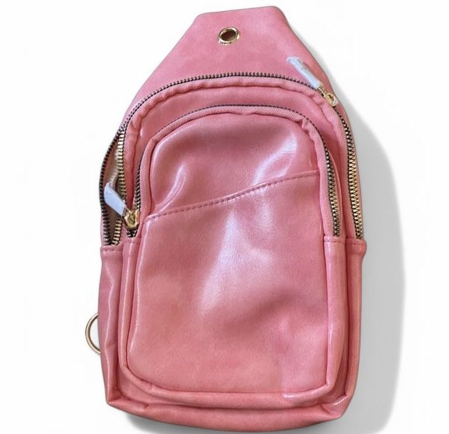 Trendy Pink Faux Leather Sling Backpack – Stylish & Functional