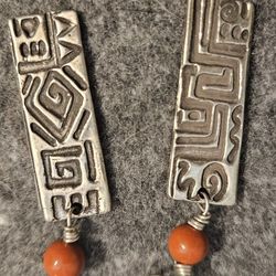Vintage Rug Hanging Native Inspired Earrings 