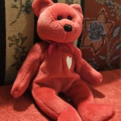 VALENTINES TY BEANIE BABY "VALENTINA" THE TEDDY BEAR PLUSH TOY  APROX  6"INCHES  PRE-OWNED  