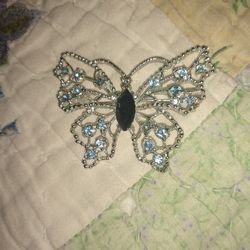 Rhinestone Butterfly Pin