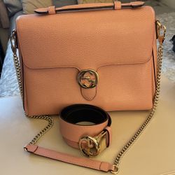 Like New  Pink Gucci Purse And Belt Set 550 For Both