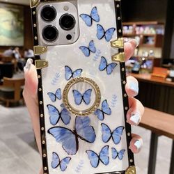 Butterfly print Phone Case with ring holder for samsung galaxy s22 ultra