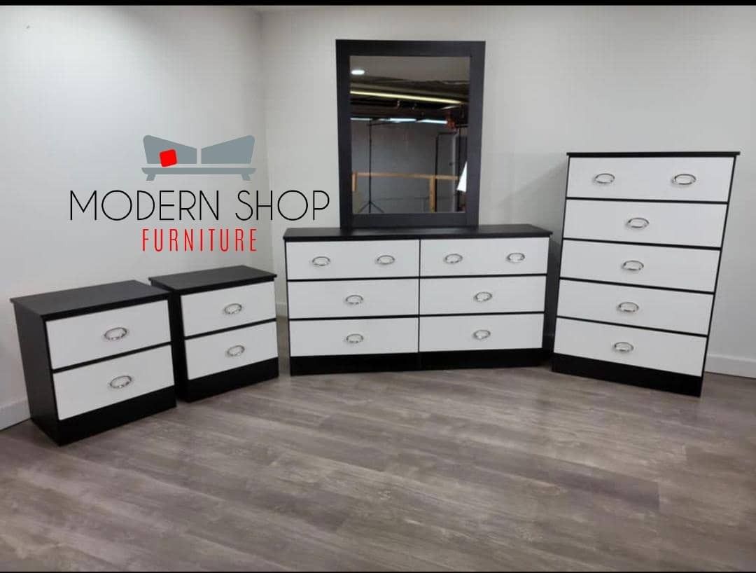 Dresser With Mirror Chest And Two Nightstands 🌌 Comoda Con Espejo Gavetero Y Dos Mesitas De Noche 🌌