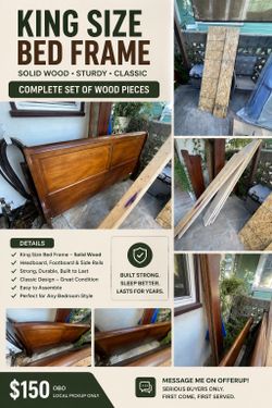 Solid Wood King Size Bed Frame Only