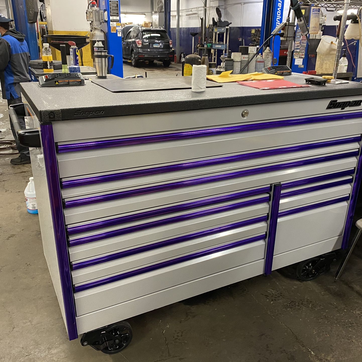 Snap On Tool Box 68” Artic Silver With Purple Trim for Sale in Trumbull, CT  - OfferUp