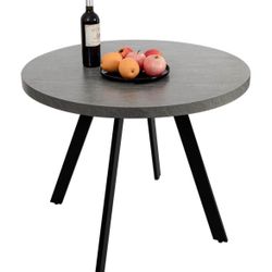  35.5" Round Dining Table Mid-Century Modern Table with Solid Metal Legs Leisure Table for Home, Conference, Office & Restaurant,
